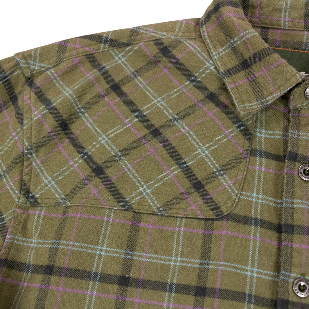 Howler Bros Harkers Flannel Shirt Mens M Green Plaid Cotton‎ Blend Shooter Patch - Picture 5 of 11